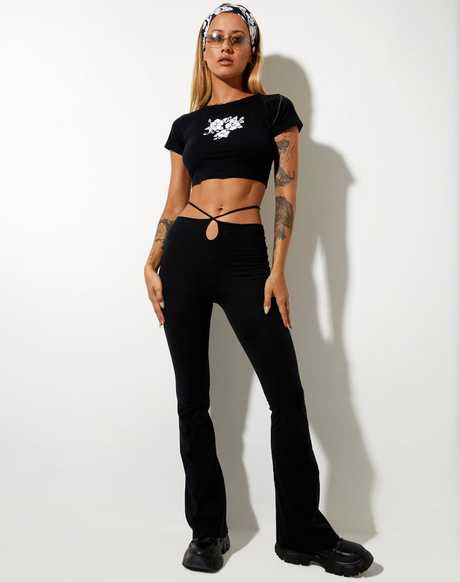 Image of Tindy Crop Top in Black Hibiscus