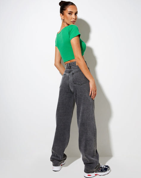 Tindy Crop Top in Rib Fun Green Bellissimo