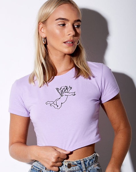 Tindy Crop Top in Lilac Cherub Embro