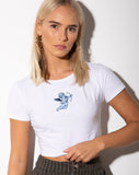 Tindy Crop Top in White Cupid Embro