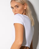 Tindy Crop Top in White Cupid Embro