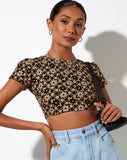 Image of Tindy Crop Top in Patchwork Daisy Brown