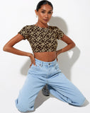 Image of Tindy Crop Top in Patchwork Daisy Brown