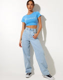 Tindy Crop Top in Blue Sweetheart Embro