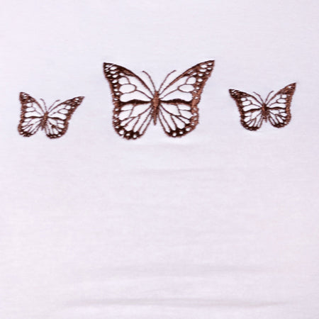 Tindy Crop Top in Ivory Triple Butterfly Embro