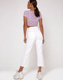 Tiney Crop Tee in Lilac Mesh Daisy White Flock