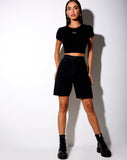 Tiney Crop Tee in Black 'Leo' Diamante