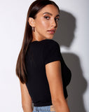 Tiney Crop Tee in Black 'Libra' Diamante