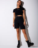 Tiney Crop Tee in Black 'Scorpio' Diamante