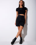 Tiney  Crop Tee in Black 'Taurus' Diamante