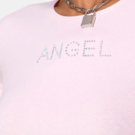 Tiney Tee in Pale Pink with Angel Diamante