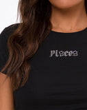 Tiney Crop Tee in Black 'Pisces' Diamante