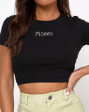 Tiney Crop Tee in Black 'Pisces' Diamante