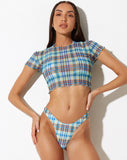 image of Tiney Crop Top in Green Colour Plaid