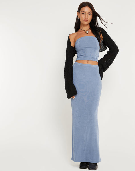 image of Tiska Bandeau Crop Top in Slate Blue