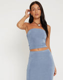 image of Tiska Bandeau Crop Top in Slate Blue