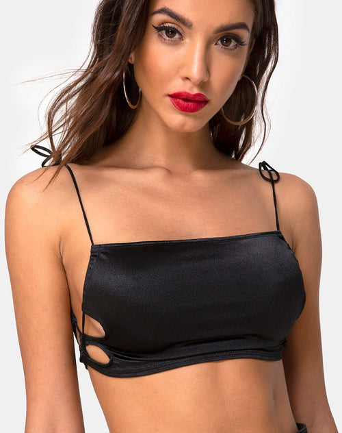 Tisya Crop Top in Satin Black