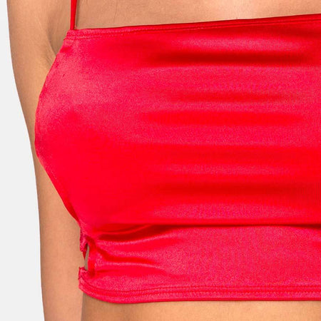 Tisya Crop Top in Satin Red