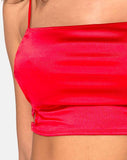 Tisya Crop Top in Satin Red