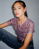 Image of Tonia Printed Mesh Tee in Warped Houndstooth Brown