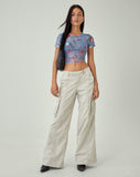 image of MOTEL X JACQUIE Tonia Printed Top in Lumen Mesh Blue