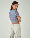 image of MOTEL X JACQUIE Tonia Printed Top in Lumen Mesh Blue