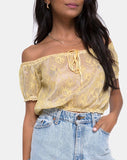 Eva Crop Top in Pastel Lace Lemon