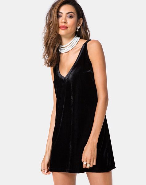 Tori Dress in Velvet Pearl Black