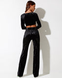 image of Traisa Crop Top in Velour Black