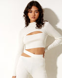 Image of Tronis Crop Top in Rib Star White