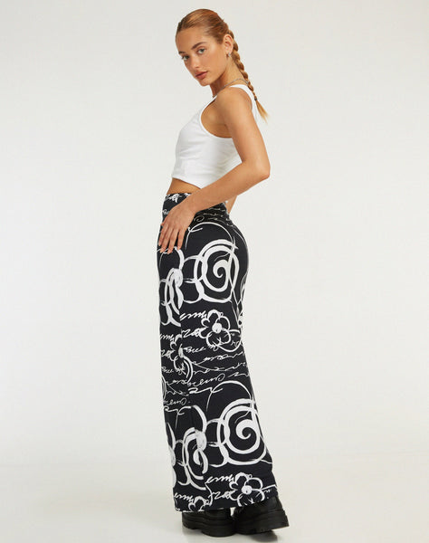 image of Tsuna Maxi Skirt in Mono Doodle Black