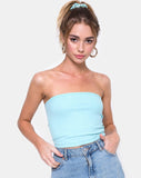 Tube Top in Ribbed Powder Blue