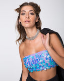 Tube Top in Mermaid Disc Sequin