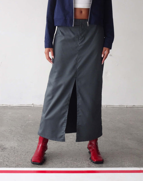 Image of Haisley Maxi Cargo Skirt in Dark Grey