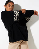 Image of Tusca Sweatshirt in Black with Angel on Sleeve