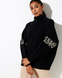 Image of Tusca Sweatshirt in Black with Angel on Sleeve