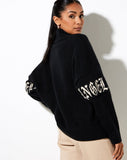 Image of Tusca Sweatshirt in Black with Angel on Sleeve