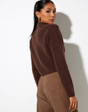 Image of Tuzip Cardi in Knit Choco Brown