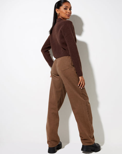 Image of Tuzip Cardi in Knit Choco Brown