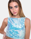 Faith Crop Top in Row Sequin Ice Shimmer