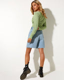 Image of Tyas Cropped Cardi in Crochet Pointelle Green