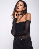 Nomi Off The Shoulder Bodice in Net Crystal Black