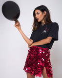 Helena Skirt in Red Cherry Disc Sequin