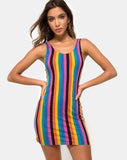 Uniper Bodycon Dress in New Vertical Mixed Stripe