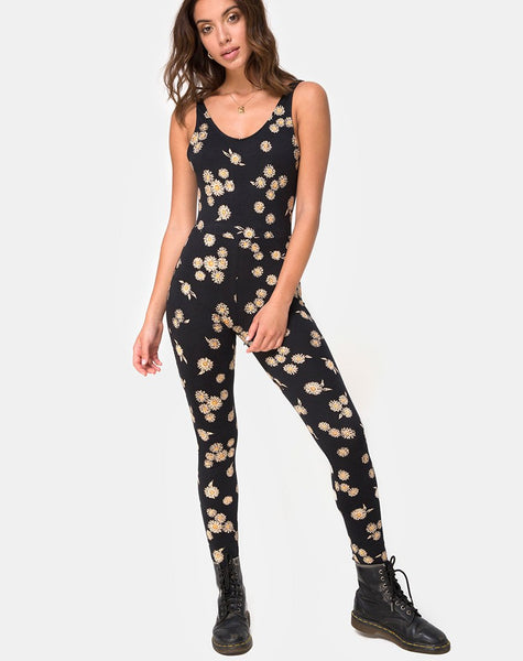 Unitard in Grunge Daisy Floral