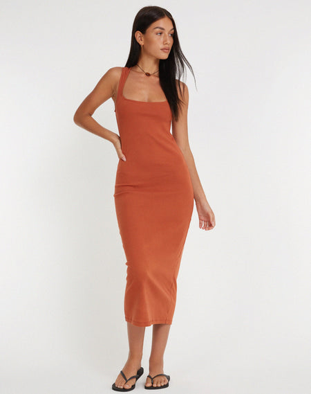 Kiyomi Midi Dress in Mocha