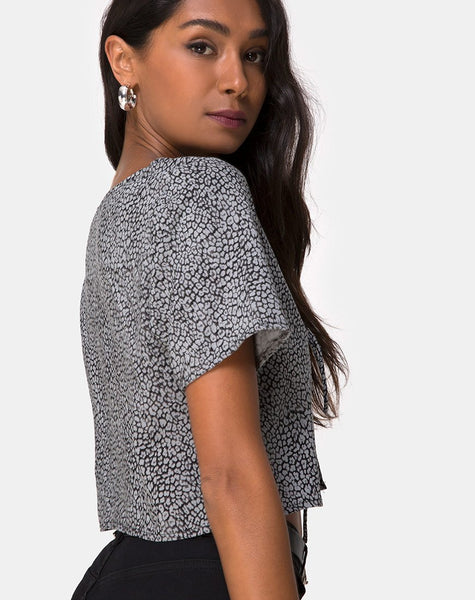 Vaco Blouse in Ditsy Leopard Grey