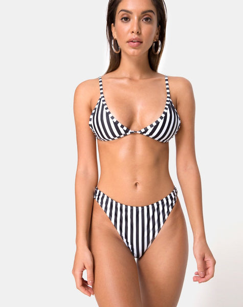 Vader Bikini Bottom in Black and White Stripe