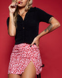 Image of Sheny Mini Skirt in Ditsy Butterfly Peach and Red