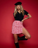 Image of Sheny Mini Skirt in Ditsy Butterfly Peach and Red